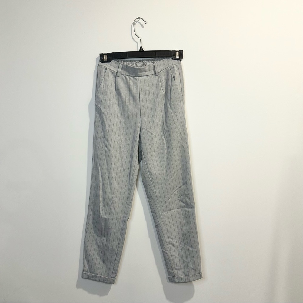 Stradivarius | women's xsmall jersey trousers light grey pinstripe petite